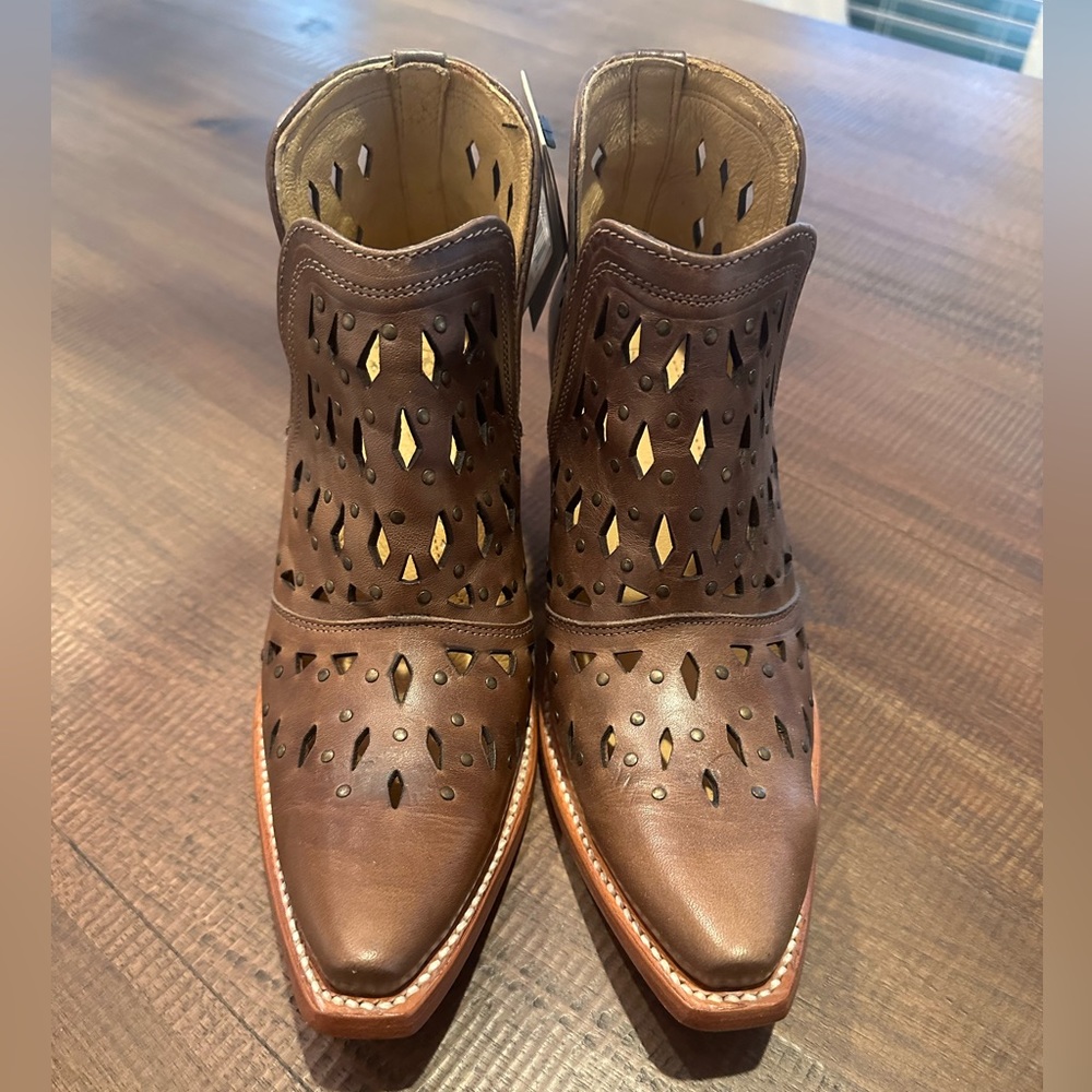 Ariat Brown Perforated Leather Ankle Boots